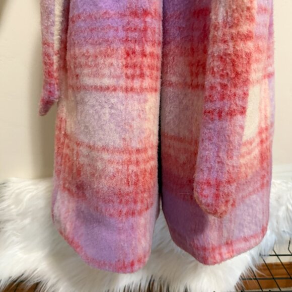 Anthropologie Hutch Pink & Purple Plaid Tie-Waist Coat Medium - Picture 12 of 16